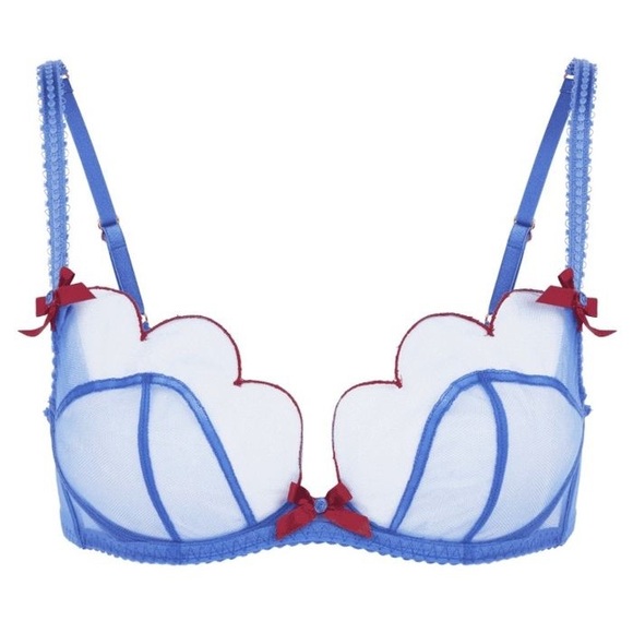 AGENT PROVOCATEUR Lorna Plunge Underwired Bra in Blue/Dark Red - Picture 3 of 12
